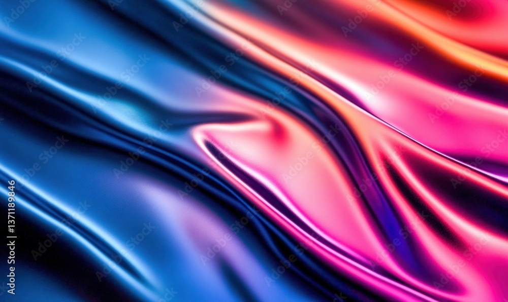 Obraz premium Abstract waves of iridescent color interplay on a glossy, smooth surface, creating a futuristic design.