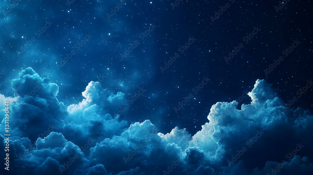 Fototapeta premium Starry Night Sky With Clouds