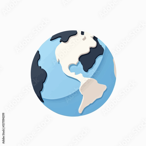 Stilisierte Erdkugel, Weltkarte, Papierdesign

