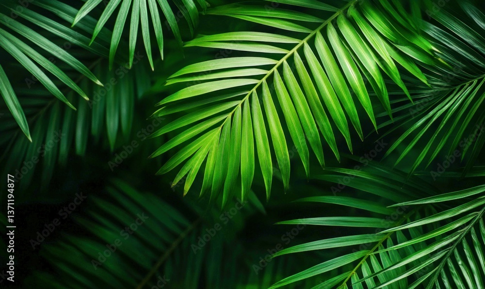 Lush green palm leaves create a vibrant tropical backdrop, perfect for adding natural elegance. Lush green palm leaves create a vibrant tropical backdrop, perfect for adding natural elegance.