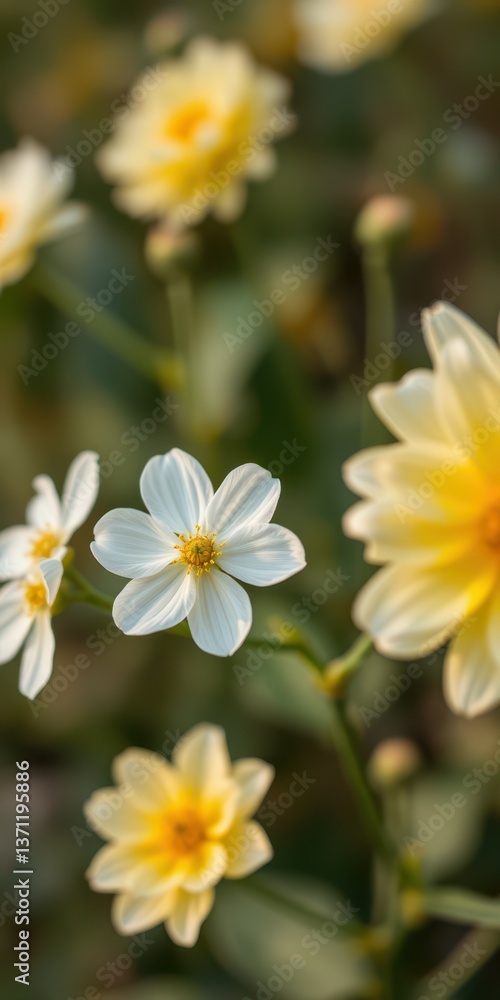 Beautiful garden flowers bloom in vibrant colors during sunny day in spring season Beautiful garden flowers bloom in vibrant colors during sunny day in spring season
