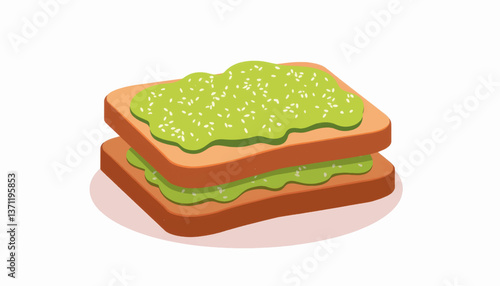 Delicious avocado toast artfully stacked on clean white background, healthy eating