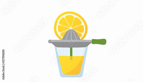 Stylized lemon juicer with half lemon on top, refreshing concept