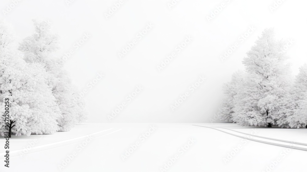 Naklejka premium Pristine winter landscape, snow-covered trees
