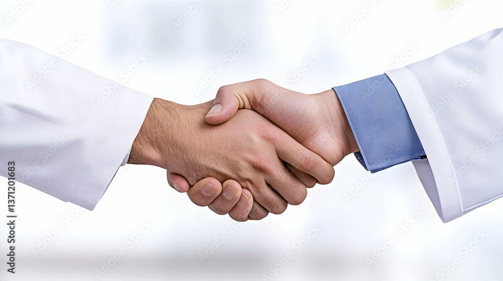 Two doctors shaking hands, a symbol of collaboration and partnership in healthcare Two doctors shaking hands, a symbol of collaboration and partnership in healthcare