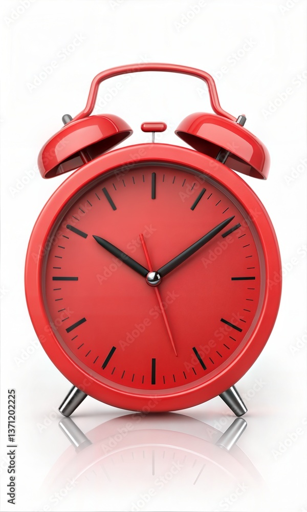 3D rendering of a red circular alarm clock, symbolizing time management and scheduling. (3d-icon) 3D rendering of a red circular alarm clock, symbolizing time management and scheduling. (3d-icon)