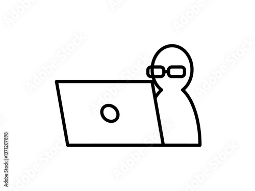 ノートパソコン操作中の人物アイコン