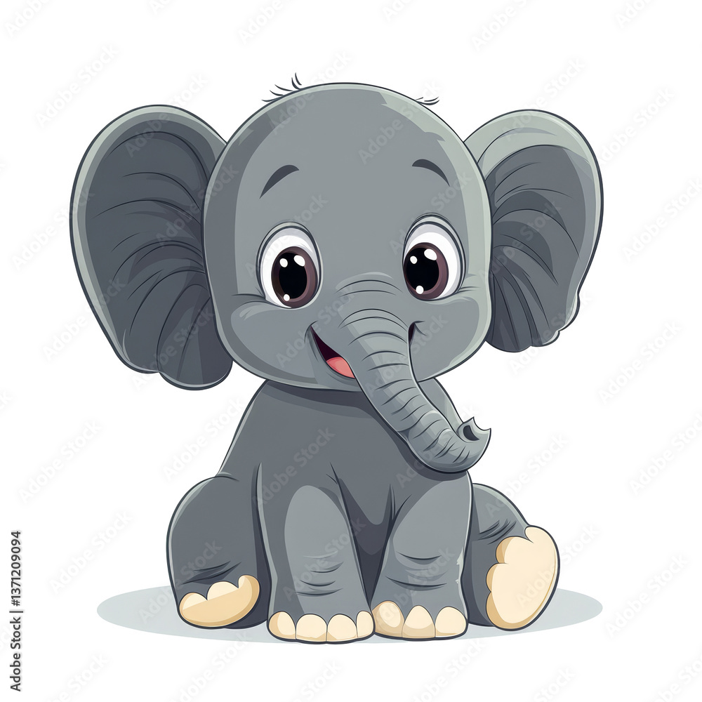 Fototapeta premium Adorable elephant sitting playfully on a transparent background, showcasing its cute features and joyful expression, cute elephant isolated on transparent background