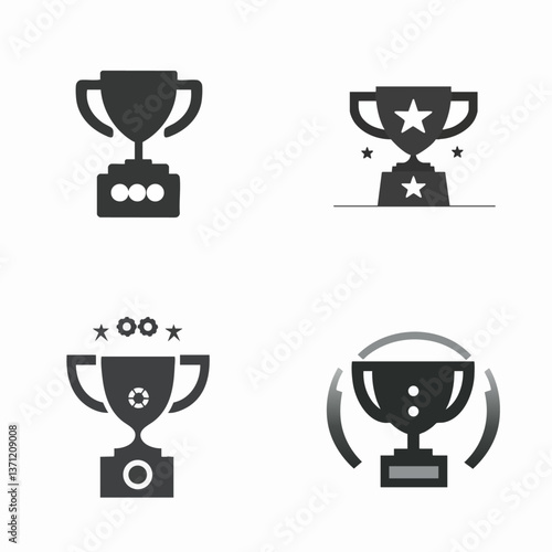 Gamification trophy vector icon, achievement reward, interactive challenge