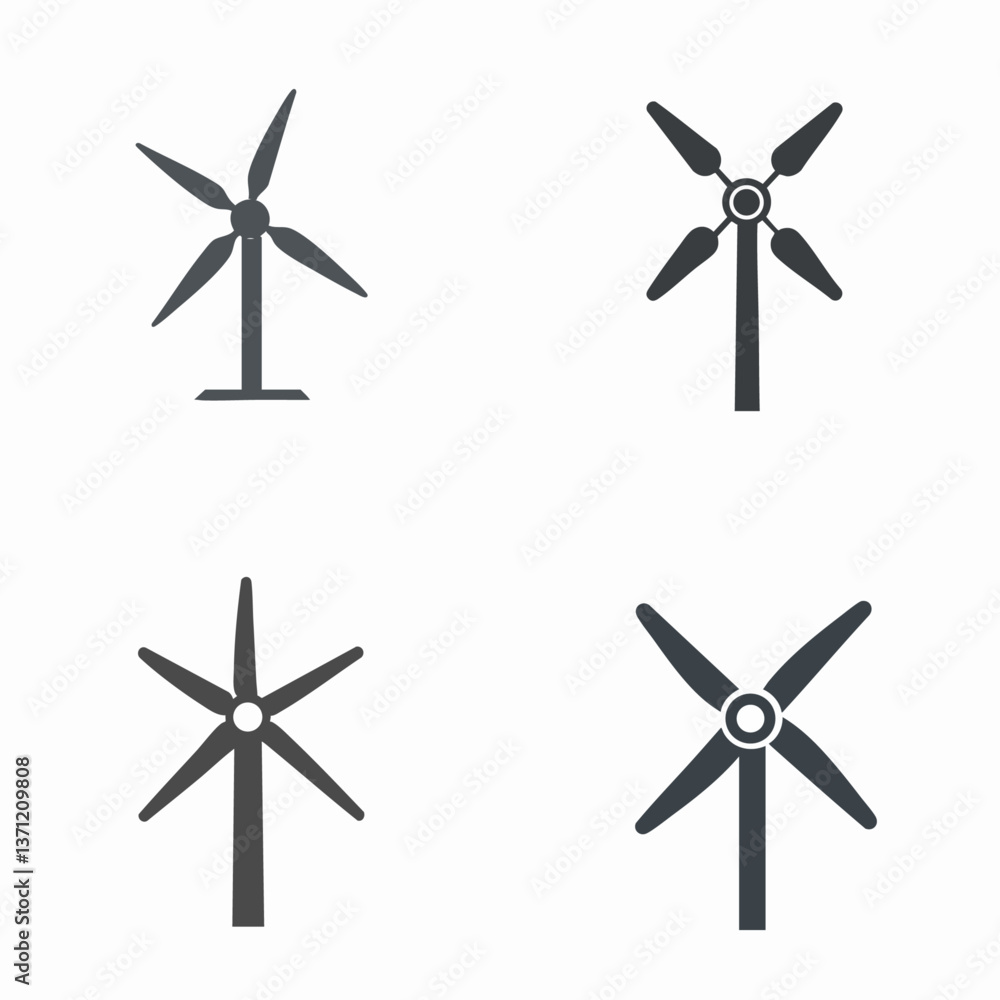 Wind turbine vector icon, clean energy generation, renewable power Wind turbine vector icon, clean energy generation, renewable power