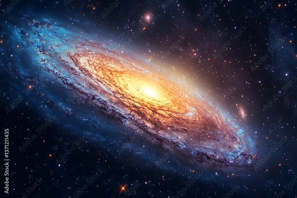 Fototapeta premium Galaxy with swirling stars and nebulae in deep space, showcasing the vastness and beauty of the cosmos