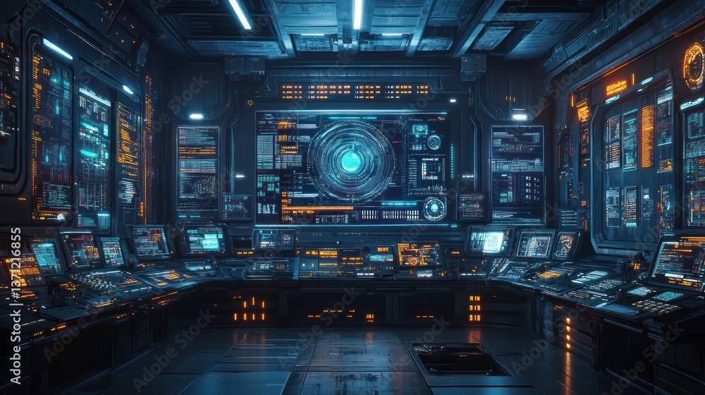 A high-tech AI city control center with glowing UI interfaces and data screens A high-tech AI city control center with glowing UI interfaces and data screens
