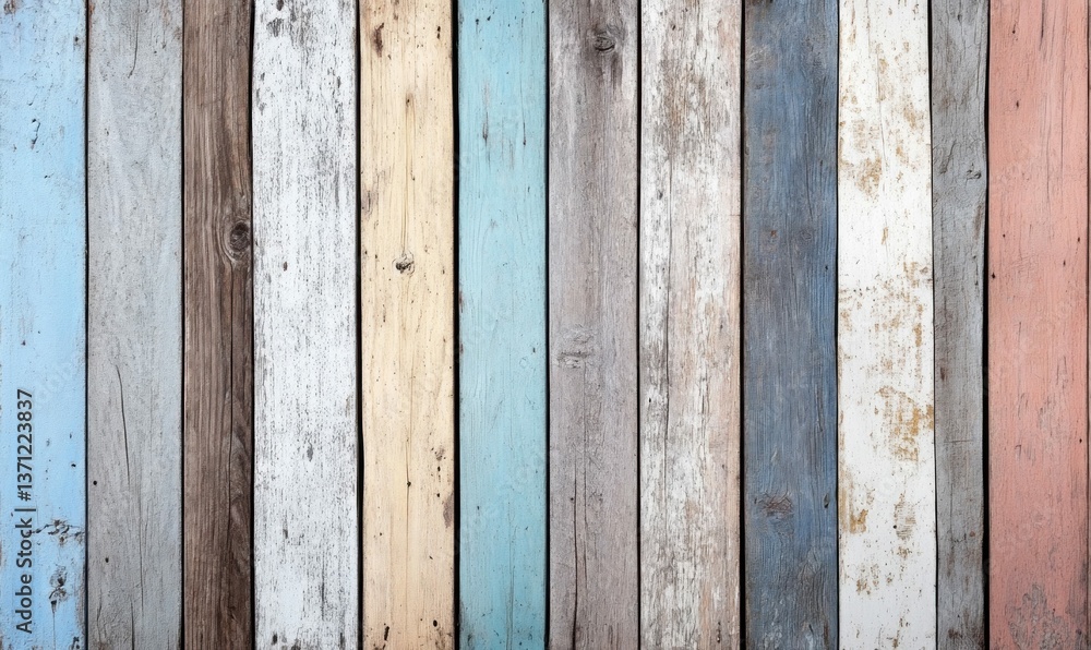 A colorful wood background with weathered planks creates a charming, rustic texture. A colorful wood background with weathered planks creates a charming, rustic texture.