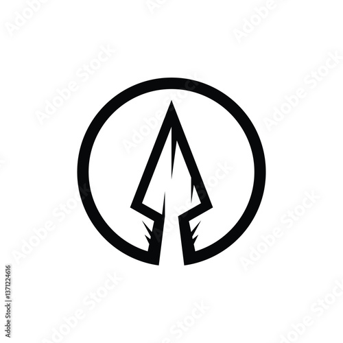 Vintage Retro Rustic Native Arrowhead Spear for Arrow Hunting Hipster Logo Design