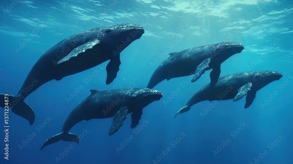 Fototapeta premium Exploring whale songs sonic fluid dynamics visualization in the ocean environment