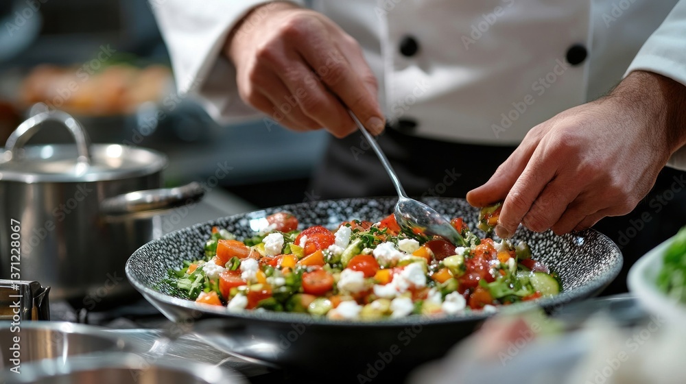 Chef Preparing a Delicious and Vibrant Salad Chef Preparing a Delicious and Vibrant Salad