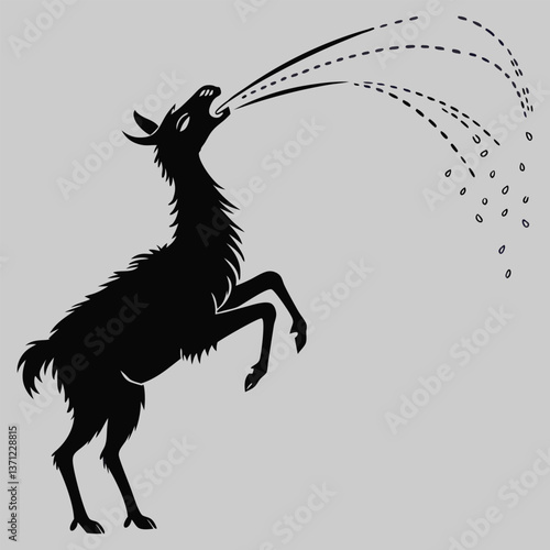 a llama spitting in mid-air silhouette vector design art and illustration