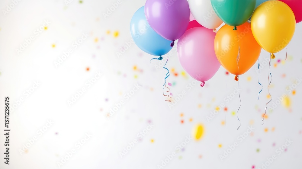 Fototapeta premium Colorful balloons and confetti, celebration