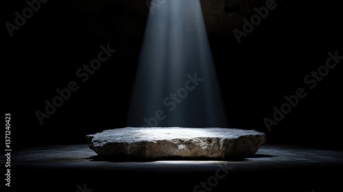 Stone slab illuminated by a spotlight