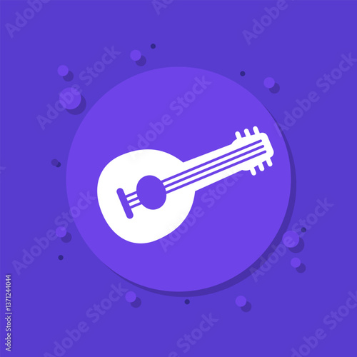 lute icon, musical string instrument, vector