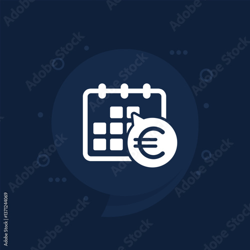 payment schedule icon with euro, vector