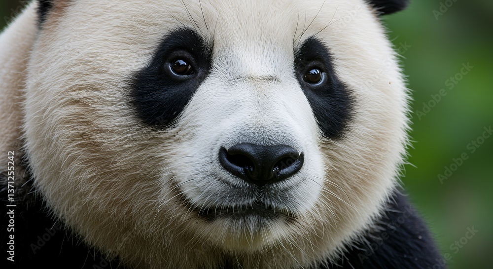 Fototapeta premium Close-up of a Panda's Face, showcasing its distinctive markings.