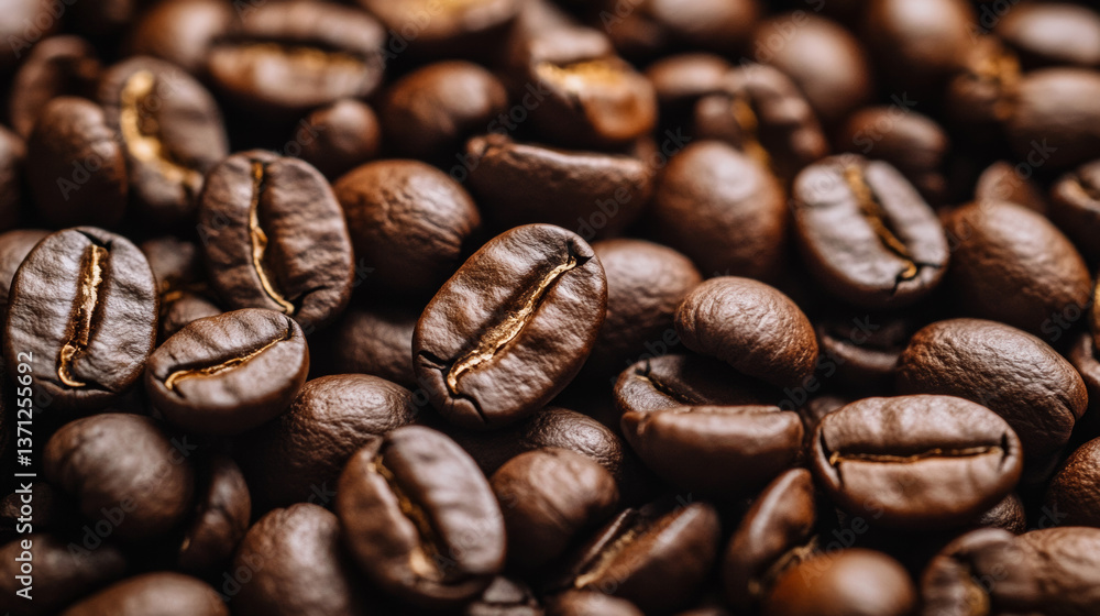 Top view background of aromatic brown coffee beans scattered on surface Top view background of aromatic brown coffee beans scattered on surface