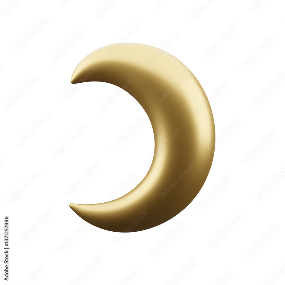 Gold Moon Icon 3D Render Gold Moon Icon 3D Render