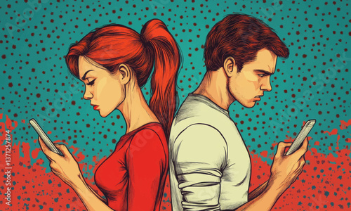 phone woman couple conflict problem man girlfriend mobile boyfriend husband young wife smartphone angry unhappy quarrel mobile phone girl cheating communication