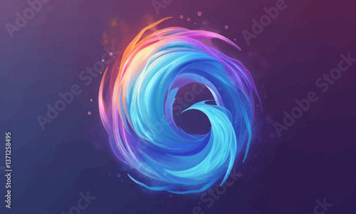 Swirling vortex of colorful light on a dark background.