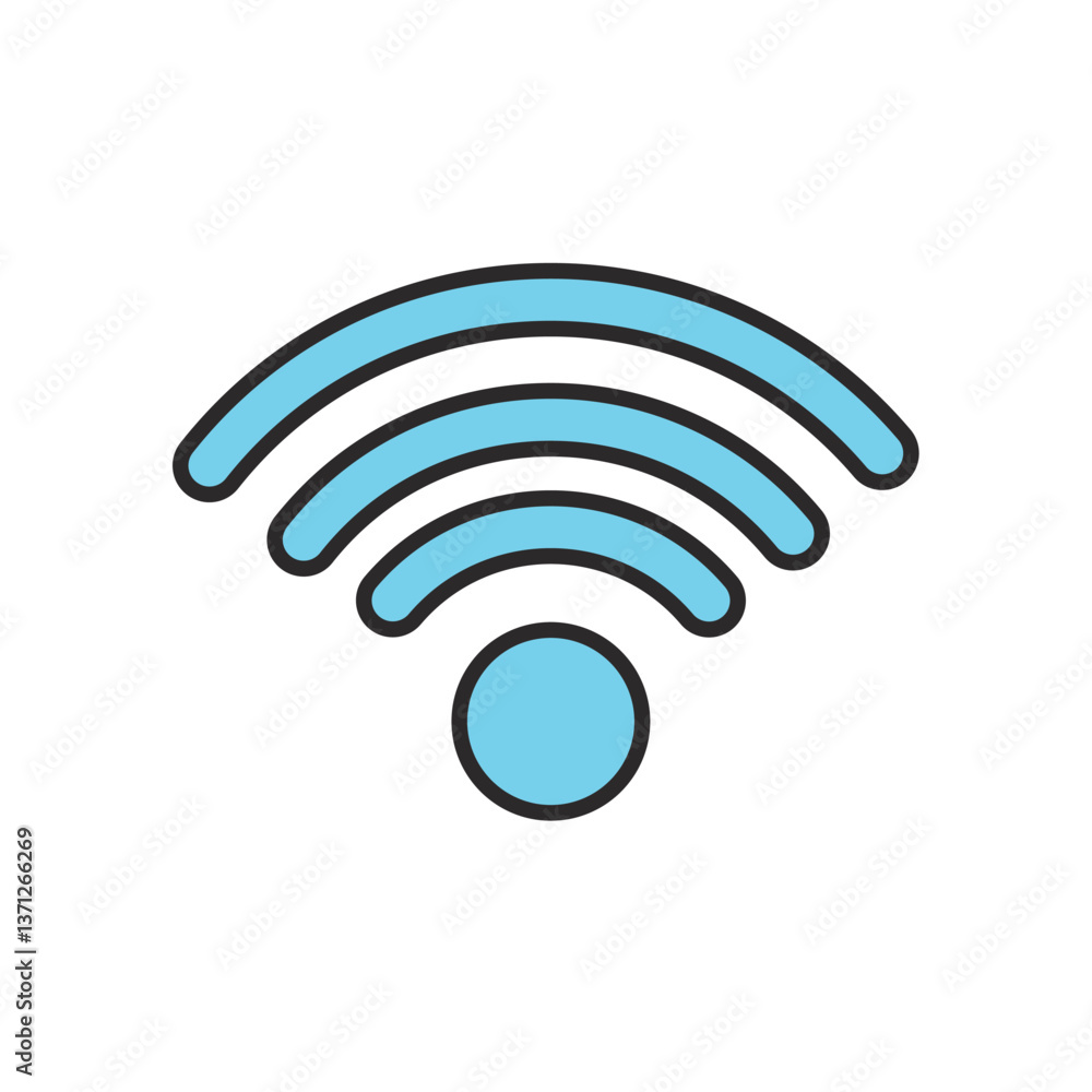 Vector Illustration of a Blue Wireless WiFi Signal Icon Representing Internet Connection and Network Accessibility Vector Illustration of a Blue Wireless WiFi Signal Icon Representing Internet Connection and Network Accessibility