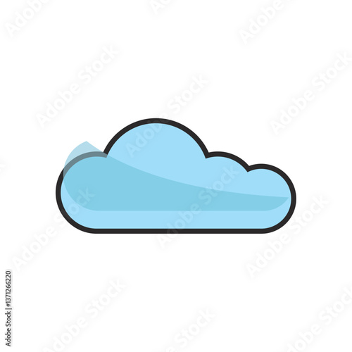 Vector illustration of a simple blue cloud icon representing cloud storage, internet services, and digital data hosting in modern technology