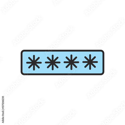 Vector illustration of a password input field with asterisks representing secure login, data protection, and user authentication in digital environments