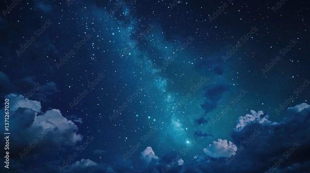 Majestic sky with aurora and stars in green northern lights Majestic sky with aurora and stars in green northern lights