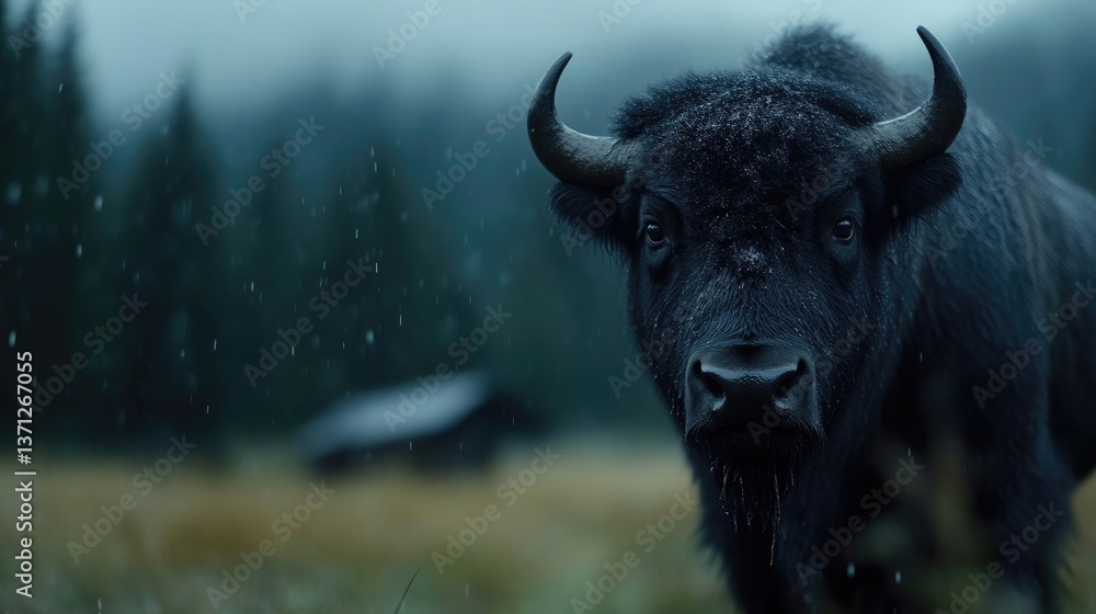 Majestic Bison in Snowy Landscape Majestic Bison in Snowy Landscape
