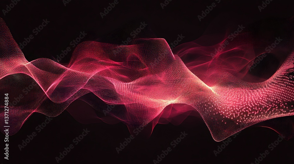 Fototapeta premium 3D abstract wave motion with colorful data particles image