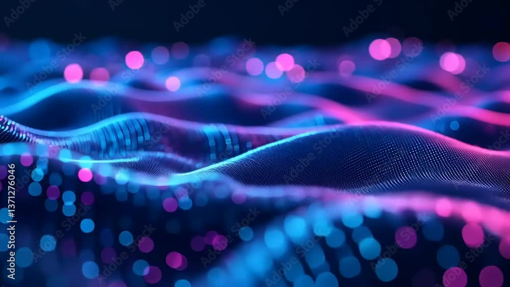 Vibrant abstract waves of light in shades of blue and pink, creating a dynamic and futuristic atmosphere Vibrant abstract waves of light in shades of blue and pink, creating a dynamic and futuristic atmosphere
