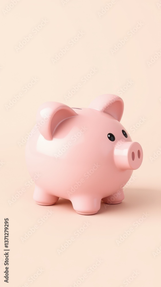 Piggy bank positioned on a light background symbolizes saving money and financial planning strategies Piggy bank positioned on a light background symbolizes saving money and financial planning strategies