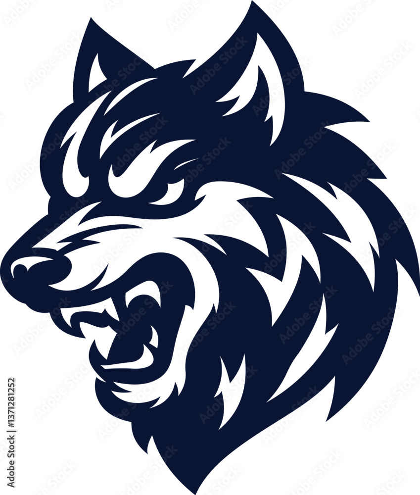 Obraz premium Wolf Head Vector Logo Aggressive Mascot Design