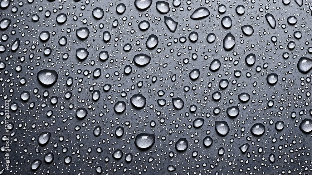 Water Droplets On Dark Gray Surface Water Droplets On Dark Gray Surface