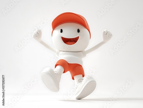 Joyful character dancing studio graphic design white background close-up