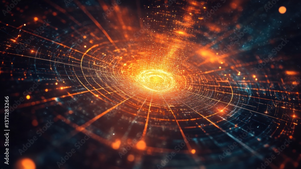 Obraz premium Abstract digital network swirling vortex.