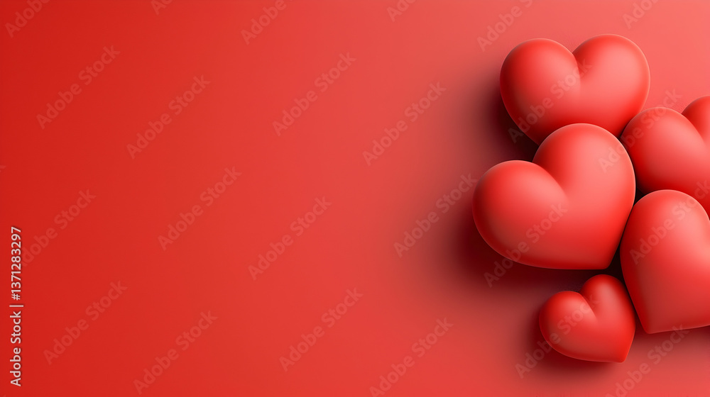 Red Hearts on Red Background Valentine's Day Design Red Hearts on Red Background Valentine's Day Design