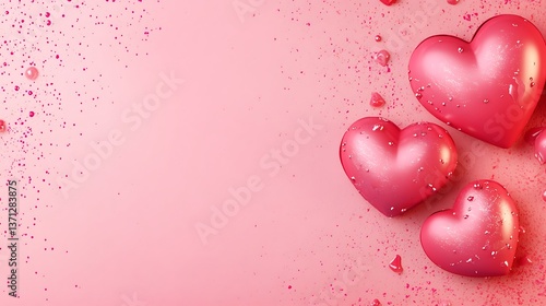 Wallpaper Mural Romantic pink hearts scattered on a smooth and matching background Torontodigital.ca