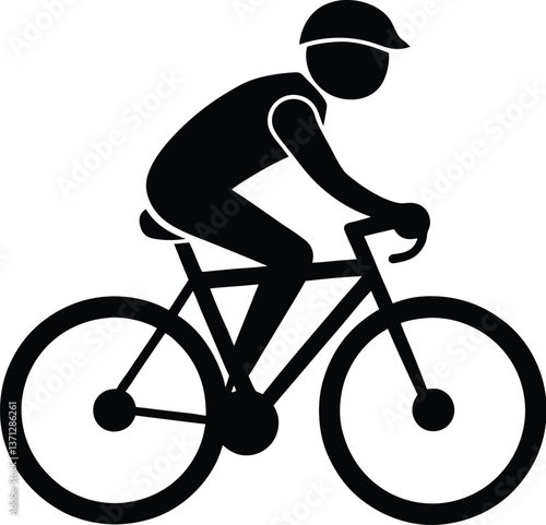 Person riding bicycle silhouette, silhouette of a person riding a bicycle, man on bicycle silhouette vector illustration 
