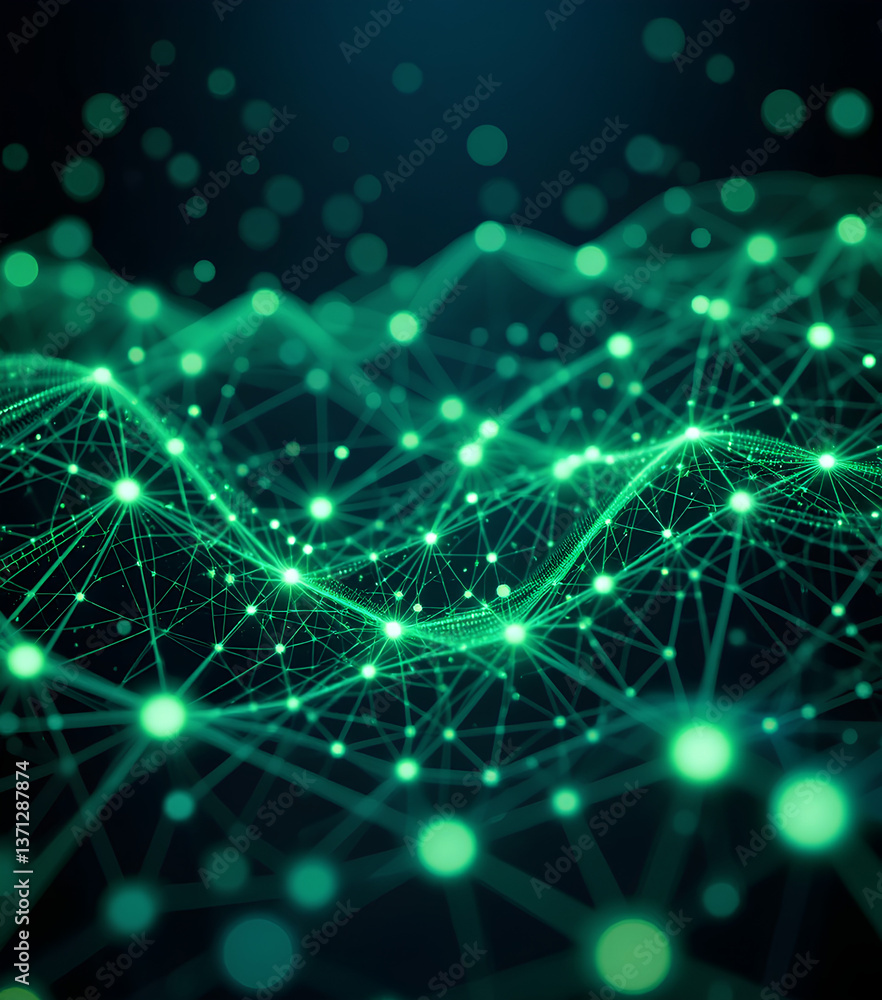Fototapeta premium Advanced Cyber AI Network Green Interface