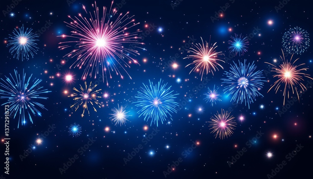 Dynamic blue fireworks display lighting up the sky Dynamic blue fireworks display lighting up the sky