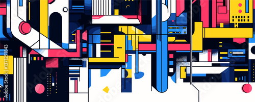Abstract geometric art with bold shapes and colors - digital design vector