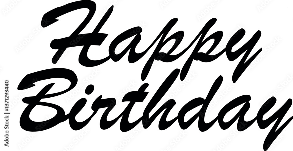 Fototapeta premium Happy birthday typographic text, vintage hand drawn vector petals. Perfect for invitations, greeting cards, quotes, blogs, wedding frames, posters