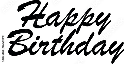 Happy birthday typographic text, vintage hand drawn vector petals. Perfect for invitations, greeting cards, quotes, blogs, wedding frames, posters